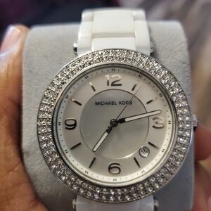 Michael Kors White and Silver Crystal Watch